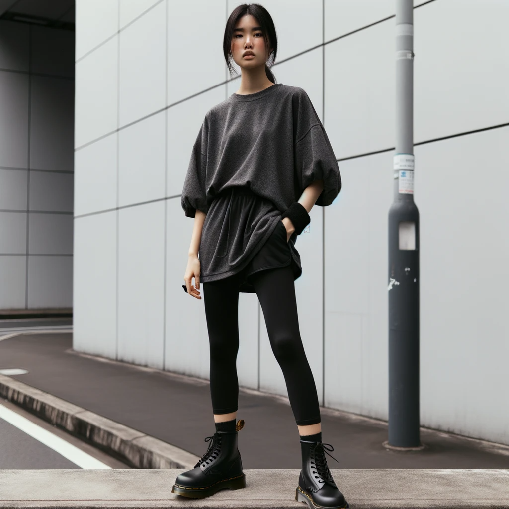 https://heyhoneyyoga.com/cdn/shop/articles/DALL_E_2023-10-11_11.10.10_-_Photo_of_a_female_model_of_Asian_descent_wearing_sleek_black_Dr._Martens_boots_paired_with_black_leggings_a_loose-fitting_gray_sports_top_and_a_swea.png?v=1697015473